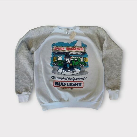 Vintage Deadstock 1987 Bud Light Spuds Mackenzie Anheuser Crewneck Sweatshirt M - Picture 1 of 6